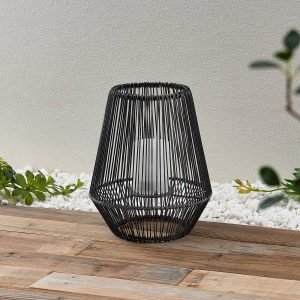Lindby Kaati LED solcellelygte, rattanlook, 26 cm