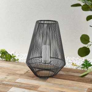 Lindby Kaati LED solcellelygte, rattanlook, 37 cm