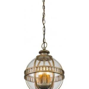 Halleron Udendørs loftlampe lanterne i aluminium og glas Ø30,5 cm 3 x E14 - Brændt bronze/Klar med dråbeeffekt