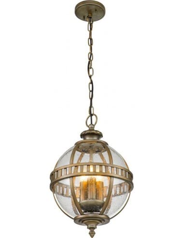 Halleron Udendørs loftlampe lanterne i aluminium og glas Ø30,5 cm 3 x E14 - Brændt bronze/Klar med dråbeeffekt