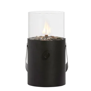COSI FIRES Cosiscoop Original gaslanterne, m. hank, glas og småsten - sort metal (H:30)
