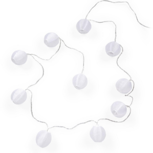 Kave Home Amabile LED-lysguirlande 10 hvide lanterner 4,35 m IP44 batteridrevet