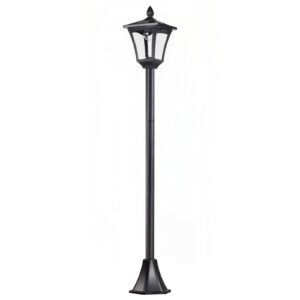 Led solcelledrevet havelanterne, gulvlampe lavet af rustfrit stål, havelampe 160 cm høj, lanterne udendørs lys ip44, solcellelampe med lyssensor 30 lumen, jordspyd, havelampe til haven, balkon, sort