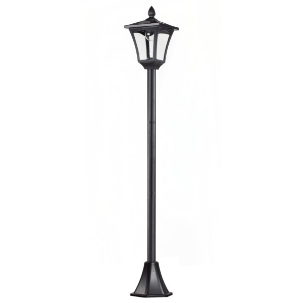 Led solcelledrevet havelanterne, gulvlampe lavet af rustfrit stål, havelampe 160 cm høj, lanterne udendørs lys ip44, solcellelampe med lyssensor 30 lumen, jordspyd, havelampe til haven, balkon, sort