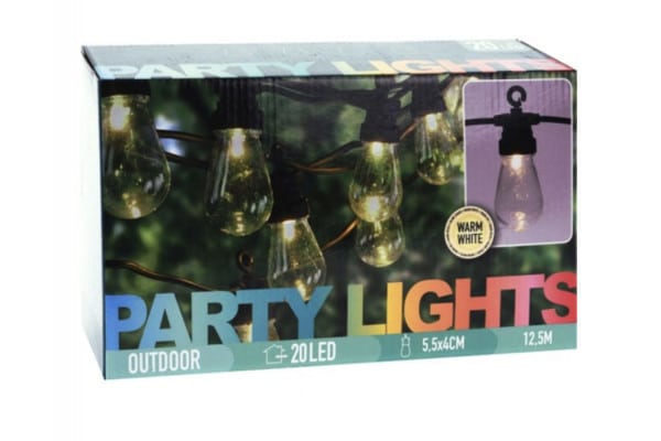 Lyskæde, LED m/20 pærer, Varm hvid