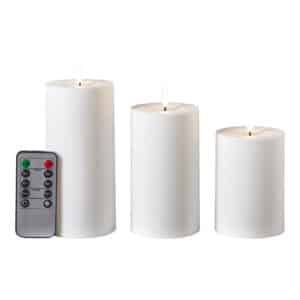 Da'Core udendørs LED bloklys med 3D flamme Hvid - 3-pak